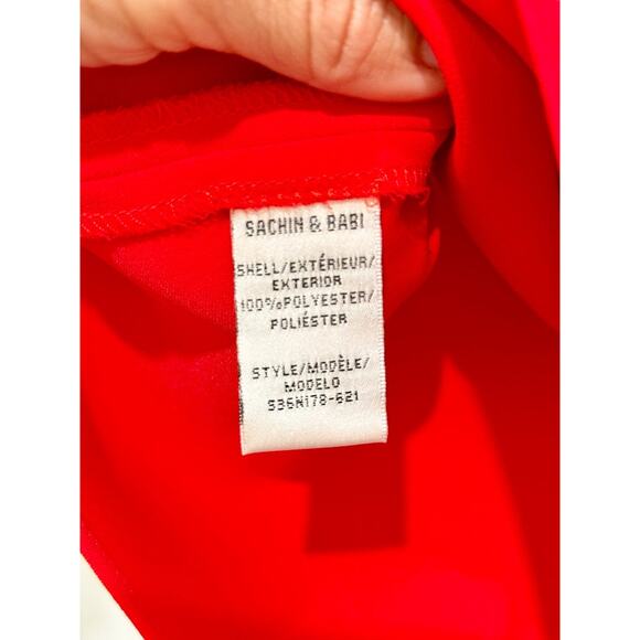 Sachin & Babi Noir One-Shoulder Ruffle Trim Crop Blouse Top Red Women's Size S - Picture 4 of 4